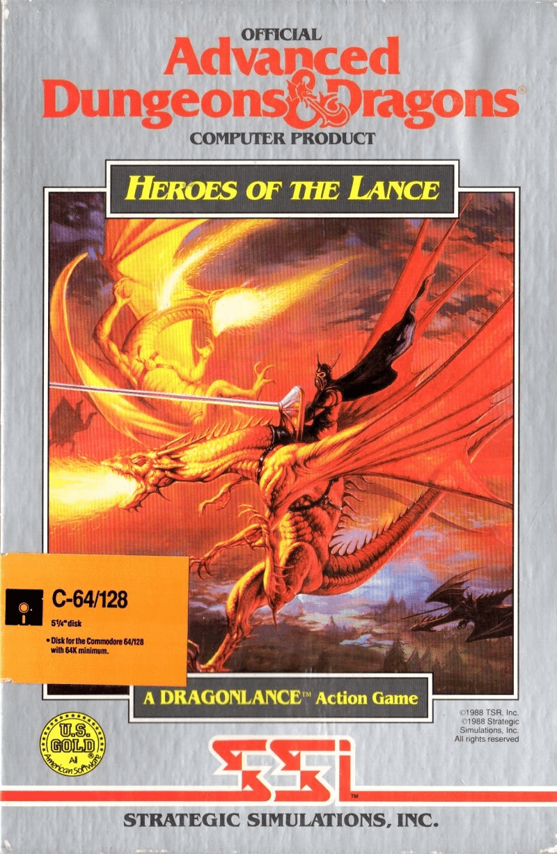 Advanced Dungeons & Dragons Heroes of the Lance box art for Commodore 64